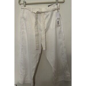 Soft Surroundings Linen Blend Crop Wide Leg pants Women Size 14P Tea party NWT